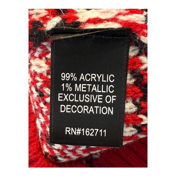 Kids Christmas Sweater‎ Cardigan with Sequin Bow 33Degrees Red Fair Isle M(5) - Picture 4 of 5